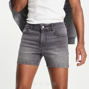 ASOS DESIGN skinny denim shorts in shorter length in vintage black wash